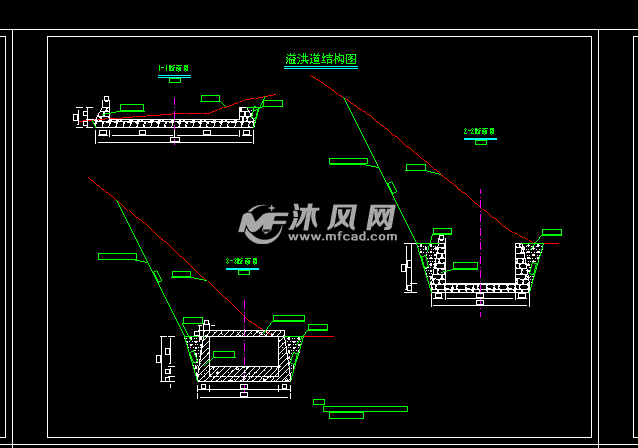 水库溢洪道施工cad图纸