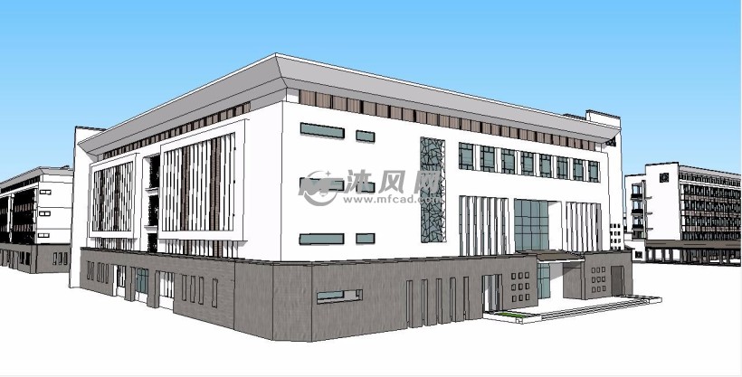 大学校园(教学楼,礼堂,图书馆)建筑su模型