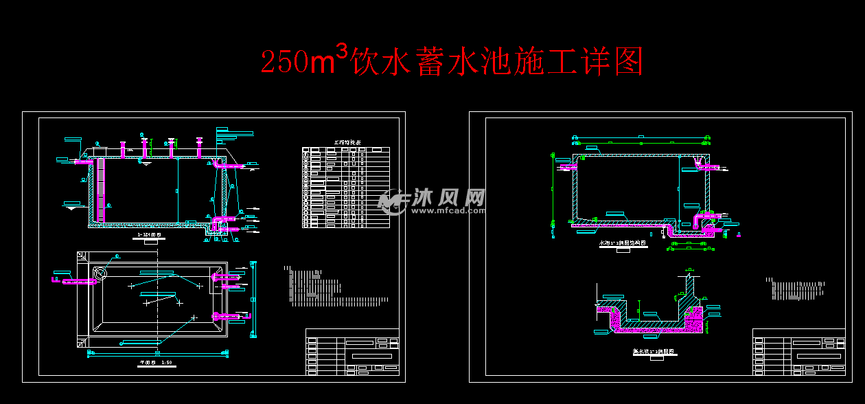 250立方饮水蓄水池施工详图