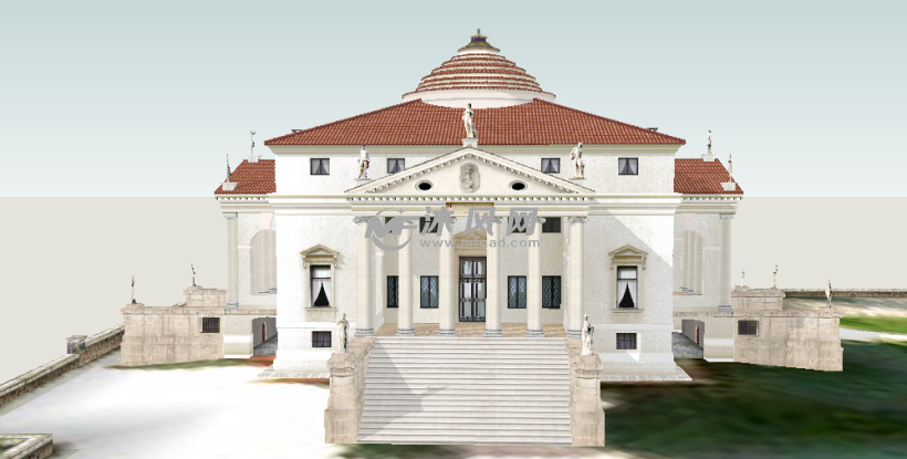 罗马私家别墅设计模型图 - sketchup建筑模型 - 沐风