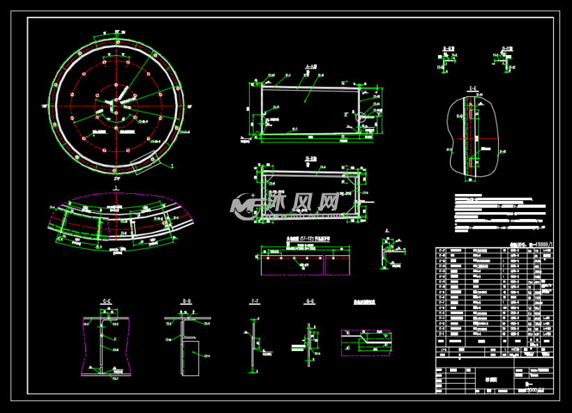 15000立方钢制浮顶油罐cad图