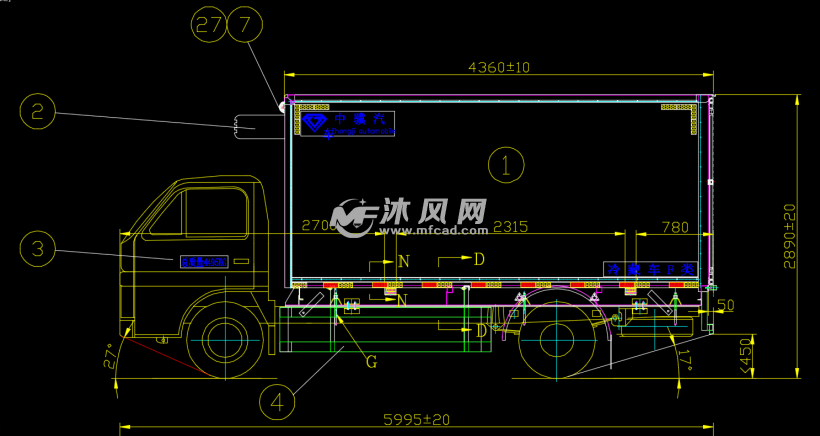 冷藏车cad设计图纸