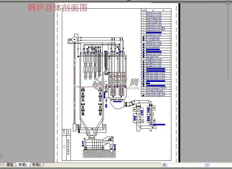 200mw锅炉系统图cad套图 - 换热压力容器图纸 - 沐风网