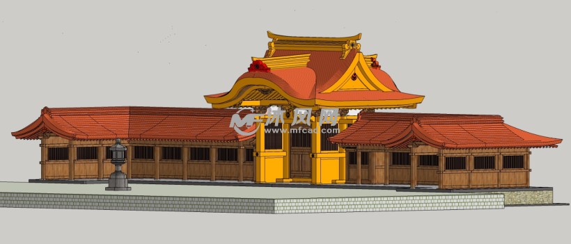 日式石清宫殿建筑模型 sketchup外国古建筑模型下载 沐风图纸