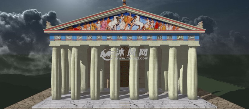 希腊帕特农神庙宫殿建筑模型