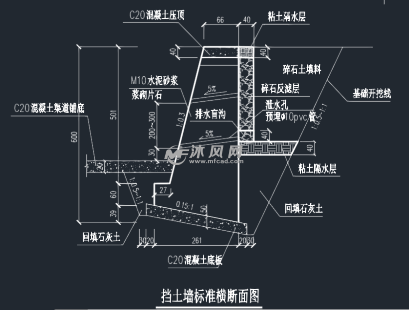 某高速公路挡土墙标准断面设计图