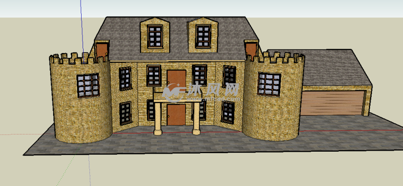 里曼城堡模型图 - sketchup外国古建筑模型下载