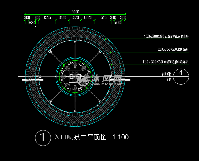 小区入口喷泉建筑设计施工详图