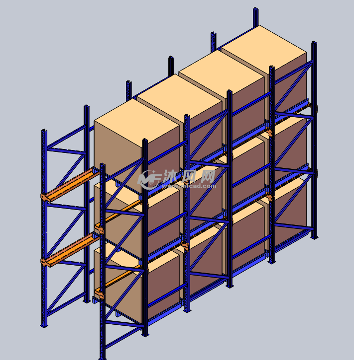 贯通货架三维图