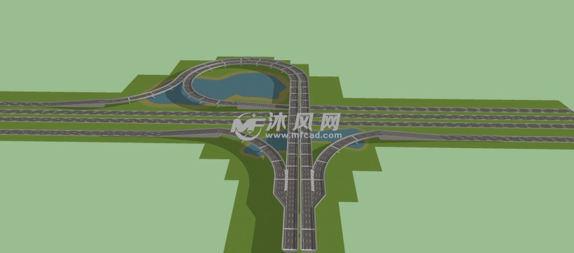 高速公路整体环形立交桥高架桥建筑模型