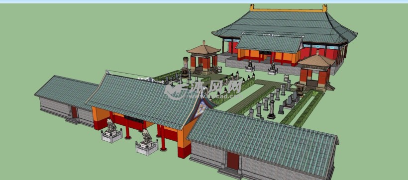 洛阳古建筑关林寺庙宫殿建筑模型