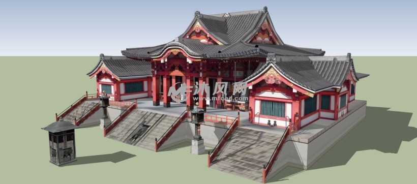 日本寺庙宫殿建筑模型