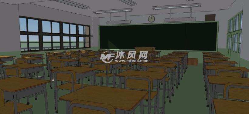 中国式学校教室室内整体模型