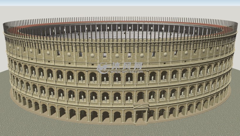 精细复原罗马斗兽场古建筑模型