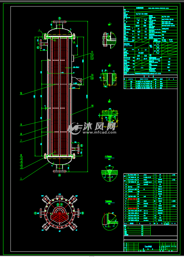 列管式冷凝器cad图纸