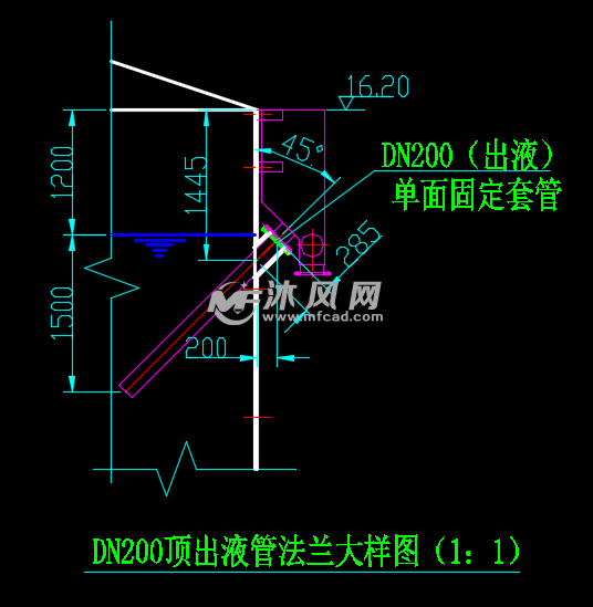 dn200顶出液管法兰大样图