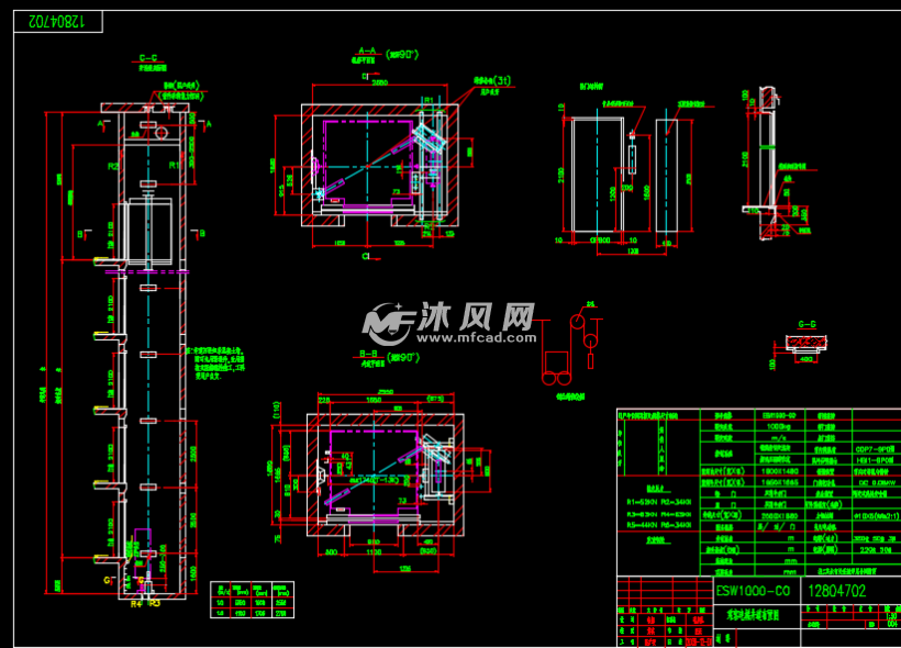 三套无机房电梯建筑设计布置图