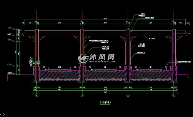 景观单臂廊架全套施工图土建结构配筋