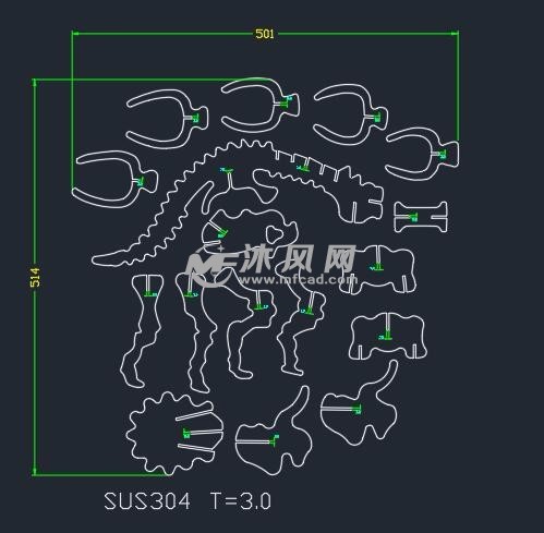 不锈钢摆件-三角龙激光切割cad图纸
