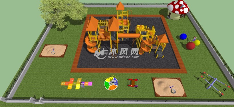 木制儿童游乐设施俯视图