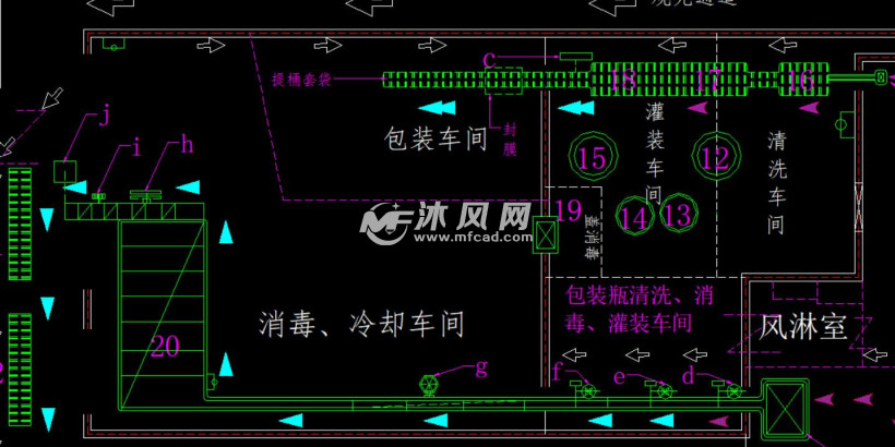 饮料生产线车间布局图 - autocad厂区规划图纸 - 沐风
