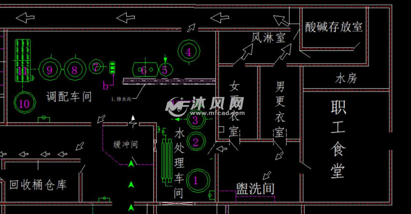 饮料生产线车间布局图 - autocad厂区规划图纸 - 沐风
