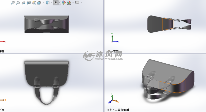 女士手提包设计模型三视图