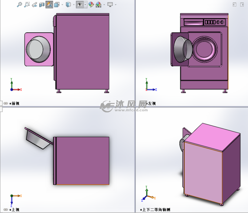 家用滚筒洗衣机设计模型三视图