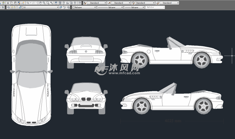 上百种汽车autocad二维图 - 乘用车图纸 - 沐风网