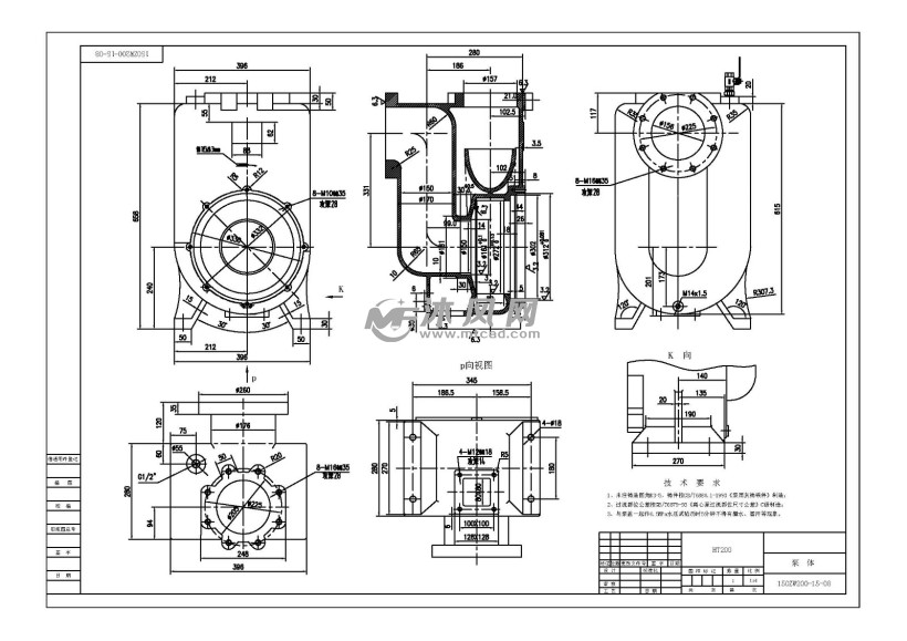 150zw200-15自吸排污泵 - 泵图纸 - 沐风网