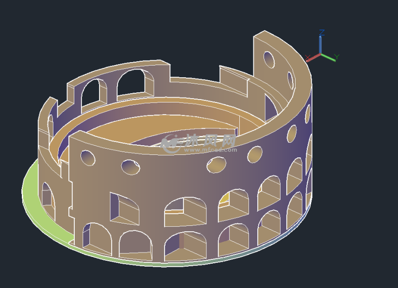 罗马斗兽场的三维造型 - 建筑模型图纸 - 沐风网