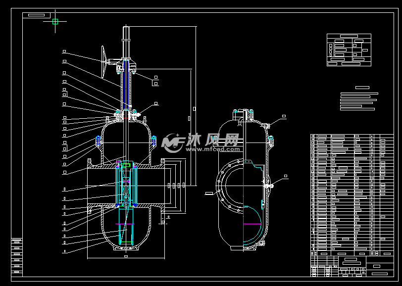 设置式双闸板图纸F150-16bar图纸全套cad闸阀撑开打印图片