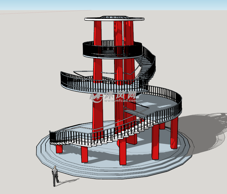 旋转楼梯塔楼建筑su模型