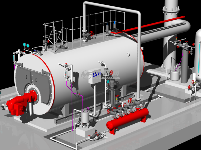 wns型锅炉系统cad模型