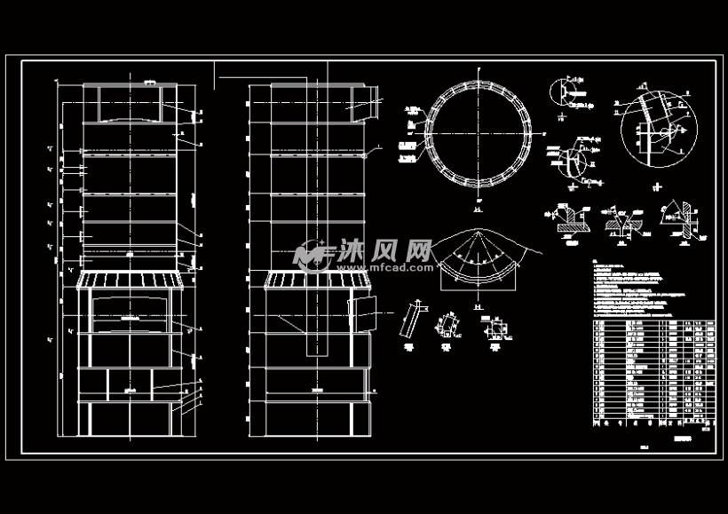 脱硫塔结构施工图含20张cad图纸