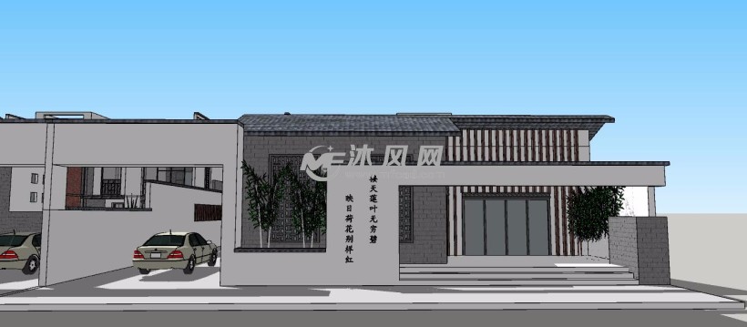 精品新中式别院建筑su模型