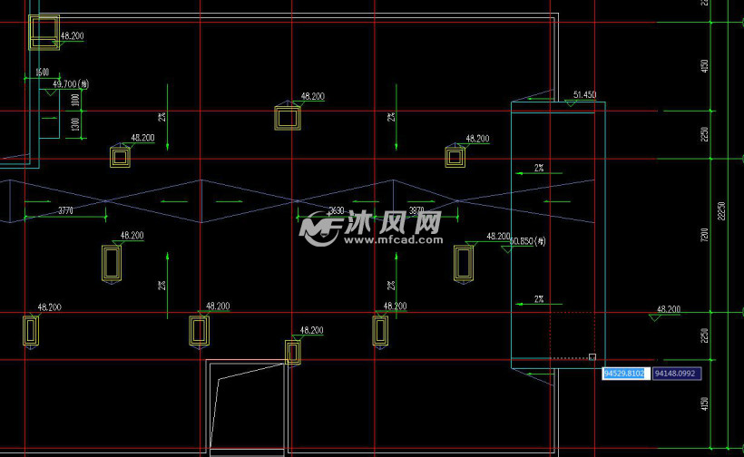 某楼房屋顶排水系统平面设计