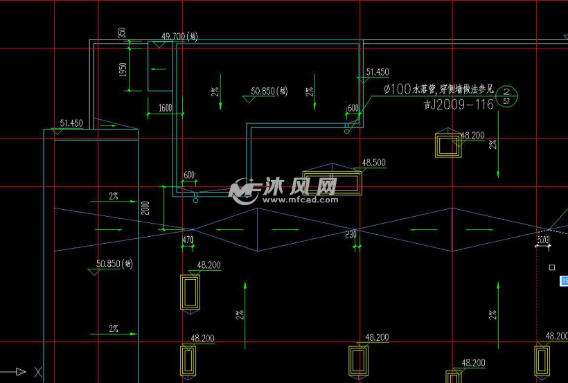 某楼房屋顶排水系统平面设计