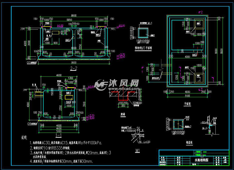 脱硫用沉淀池cad图 - 污水处理设备图纸 - 沐风网