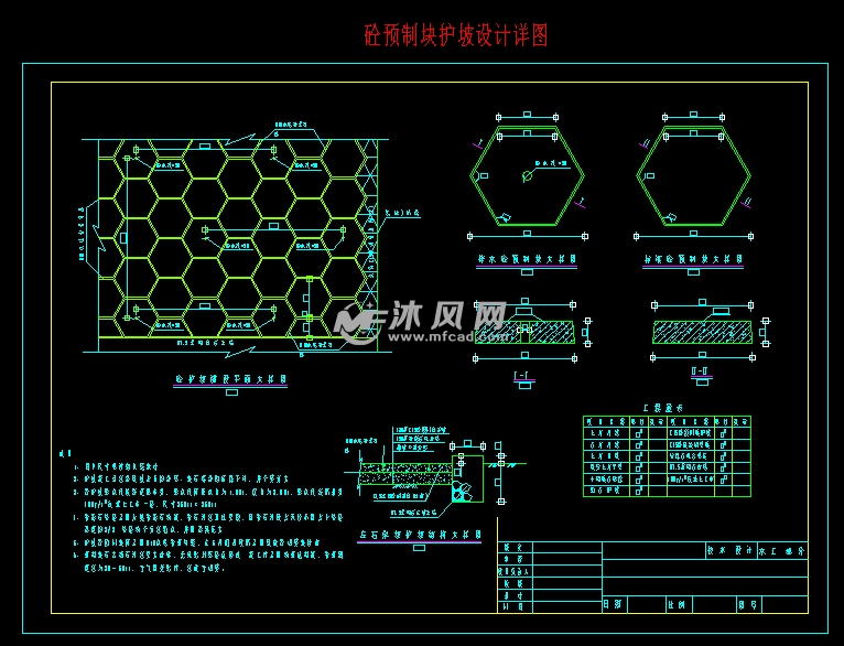 预制块的种类分两种,一种带排水孔,一种无排水孔,施工说明说明: 1,图