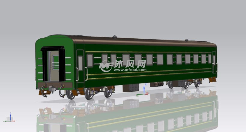 火车绿皮车厢三维模型