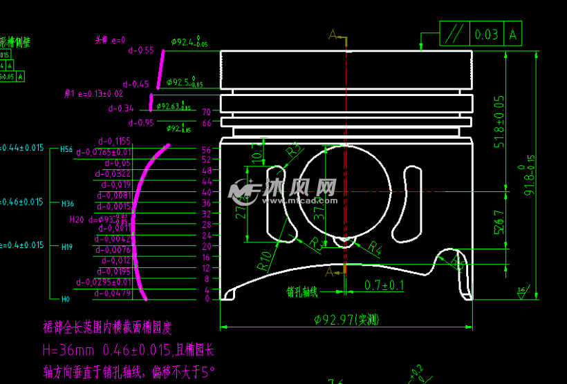 五十铃4jb1发动机活塞机加工图