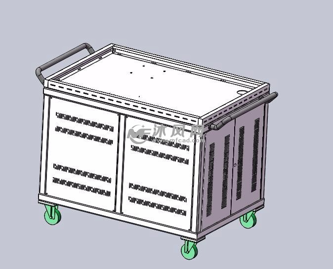 四轮手推车图纸简介四轮手推车工具车模型,整体主架是50#方管焊接成型