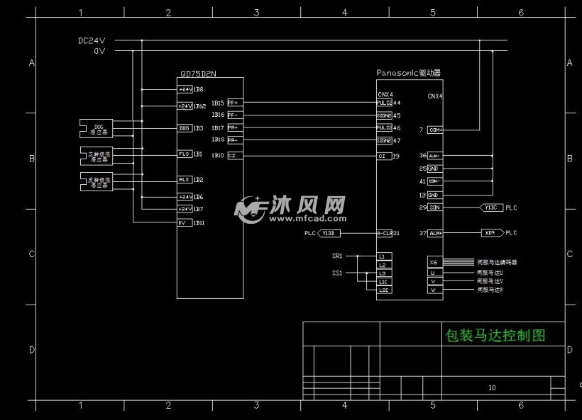 某自动送料包装机电气控制原理图三菱plc与伺服接线图