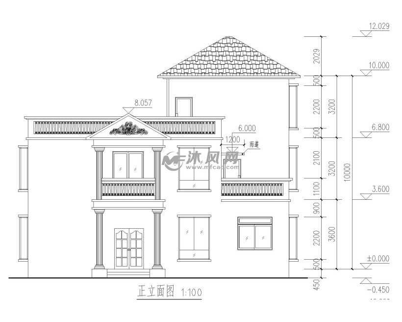 新农村小别墅正立面图