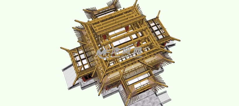 古建殿堂梁框架结构俯视图