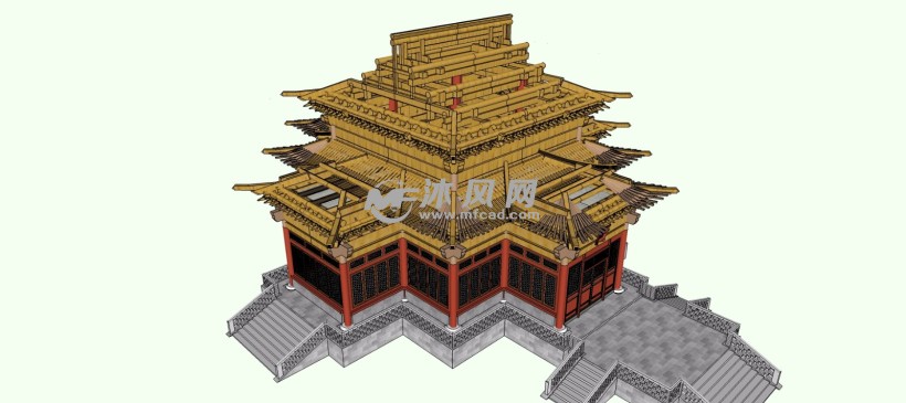 北京承光殿斗拱框架结构三维模型 sketchup中国古代建筑模型下载