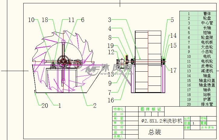 2812轮式洗砂机图