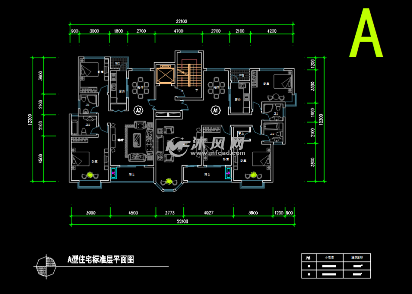 某小区带电梯多层住宅楼户型方案图纸