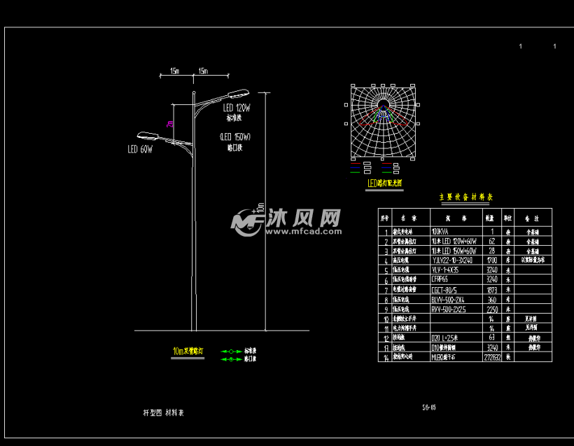 道路路灯设计施工图图纸